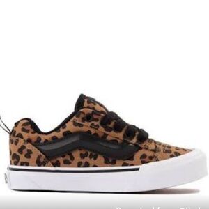 Vans Kids Leopard Print Skate Shoes in Tan and Black